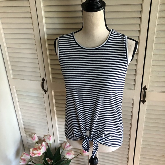 J.crew Blue And White Striped Tie Knot Tank Top - Picture 4 of 7